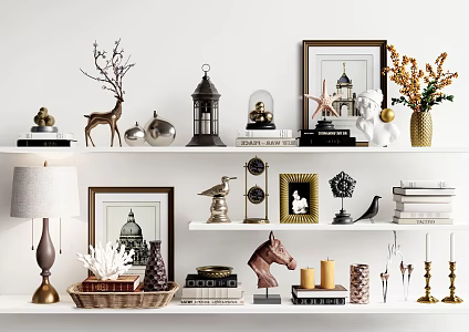 American Ornaments Combination Ornaments Decorations Books Hanging Paintings 3d model