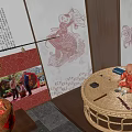 Traditional Chinese Hall Interior With Deshou Tang Plaque Red Couplets And Hanging Painting