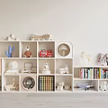 Modern Open Bookshelf With Compartments Holding Books Toys Photo Frames And Decor