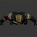 Futuristic Armor 3D Model With Red Gold Accents And Mechanical Details