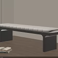 Stylish Padded Bench With Dark Legs In Bright Room With Wooden Floor And Open Book