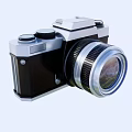Vintage Black Silver Digital Camera With Classic Lens And Retro Design 3d model