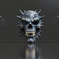 Game Movie Character With Spiked Skull Mask Cracked Surface And Sharp Teeth Design