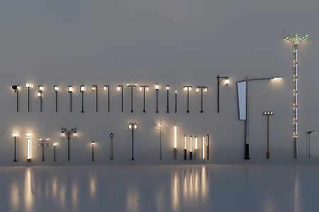 Garden lights high pole lights solar lights advertising lights 3d model