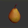 Fresh Ripe Yellow Orange Pear With Red Stem On Dark Background