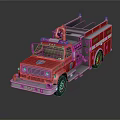 Red Fire Truck With Ladder And Emergency Equipment For Rescue Operations