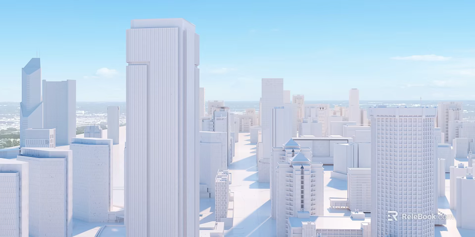 Modern Urban Architecture Skyline Featuring Tall Skyscrapers And Sunlit Blue Sky 3d model 