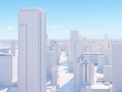 Modern Urban Architecture Skyline Featuring Tall Skyscrapers And Sunlit Blue Sky 3d model