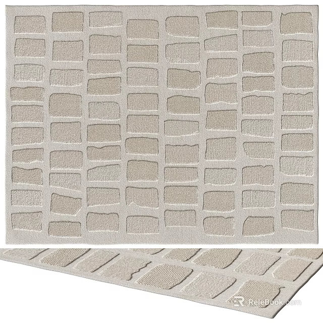 Stylish Square Rug With Geometric Pattern And Neutral Beige Soft Textured Surface 3d model