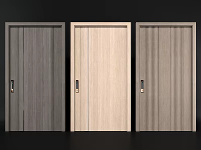 Three Modern Wooden Texture Security Doors With Different Color Tones For Home Entrance 3d model