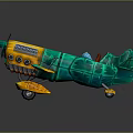 Colorful Turquoise And Yellow Vintage Airplane 3D Model With Detailed Cockpit And Propeller