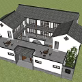 Traditional Ancient Chinese Architecture With Circular Doorway Courtyard And Wooden Features