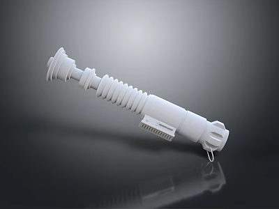 White Sci Fi Weapon 3D Model Showcasing Spiral Structure and Handle Details 3d model