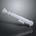 White Sci Fi Weapon 3D Model Showcasing Spiral Structure and Handle Details 3d model