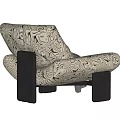 Modern Patterned Accent Chair With Curved Back And Black Wooden Legs