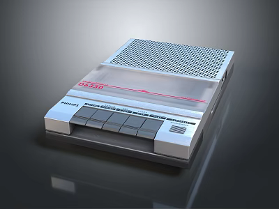 Vintage Cassette Audio Player With Retro Design Control Buttons And Speaker Grille 3d model