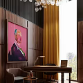 Modern Open Study Room Interior Design With Bookshelves And Decorative Lighting