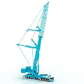 Blue Mobile Crane Utility Vehicle with Extended Boom and Multiple Wheels for Construction 3d model