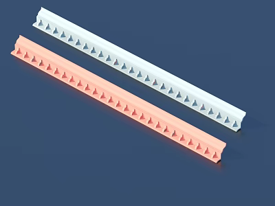 Sculpted Carved Strips In Pink And White With Long Triangular Pattern Design 3d model