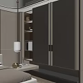 Elegant Modern Wardrobe Design With Fabric Doors Metal Handles And Built-in Lighting