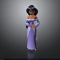 Detailed Disney Jasmine Princess 3D Model With Purple Gown And Headscarf