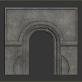 Classical Stone Arched Entrance Gate With Decorative Textured Surface Design