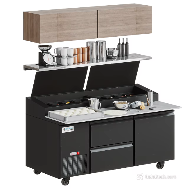 Modern Kitchen Appliances With Integrated Countertop Cooking Range And Storage Cabinets 3d model 