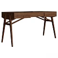 Functional Desk With Walnut Wood Finish And Crossed Leg Design For Modern Workspace