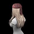 Game Movie Character With Red Crocheted Hat Blonde Long Braided Hair On Black Background