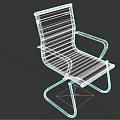 Black Striped Leisure Chair Featuring White Metal Armrests And Modern Minimalist Frame
