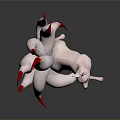 Mythical White Nine Tailed Fox With Red Claws And Tail Tips Fantasy Design