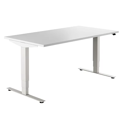 Modern White Office Desk With Simple Metal Frame And Sleek Surface Design 3d model
