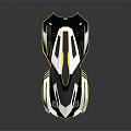 Futuristic Black White Sports Car With Yellow Accents Aerodynamic Body And Rear Spoiler