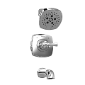 Modern Chrome Shower Faucet Set With Showerhead Control Knob And Handheld Sprayer