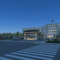 Elegant Main Entrance Gate Design With National Flag Trees Cars And Building Plaza Area