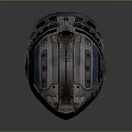 Futuristic Metallic Helmet With Armored Design Textured Surface And Detailed Faceplate