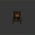 Vintage Horse Carriage With Wooden Structure Carved Details Roof Railings And Spoked Wheels