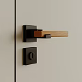 Wooden And Black Metal Door Handle With Modern Minimalist Design For Interior Doors