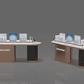 CHELLOHA Modern Curved Exhibition Counters With Brown White Design And Screens Products