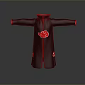Black Robe With Red Cloud Pattern And Red Trim Details For Daily Wear 3d model