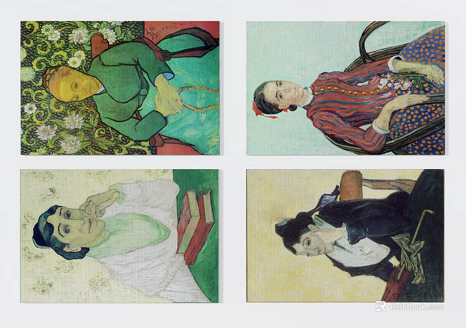 Square Rugs With Artistic Human Figure Designs And Vibrant Colorful Patterns 3d model 