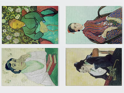 Square Rugs With Artistic Human Figure Designs And Vibrant Colorful Patterns 3d model