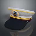 White Nautical Cap With Yellow Red Stripes And Anchor Badge Design