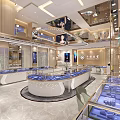 Elegant Luxury Millennium Star Jewelry Shop Golden Facade Design With Exquisite Warm Decorative Lighting