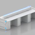 Modern Office Desk Design With White Cabinetry And Blue Accent Lighting Features