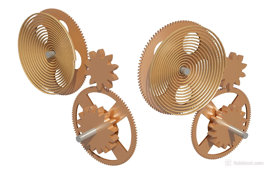 High Quality Automotive Parts Featuring Golden Gears And Precision Gear Sets 3d model 
