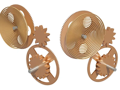 High Quality Automotive Parts Featuring Golden Gears And Precision Gear Sets 3d model
