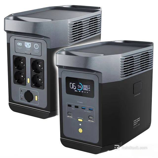 Portable Power Station With Outlets And Digital 3d model 