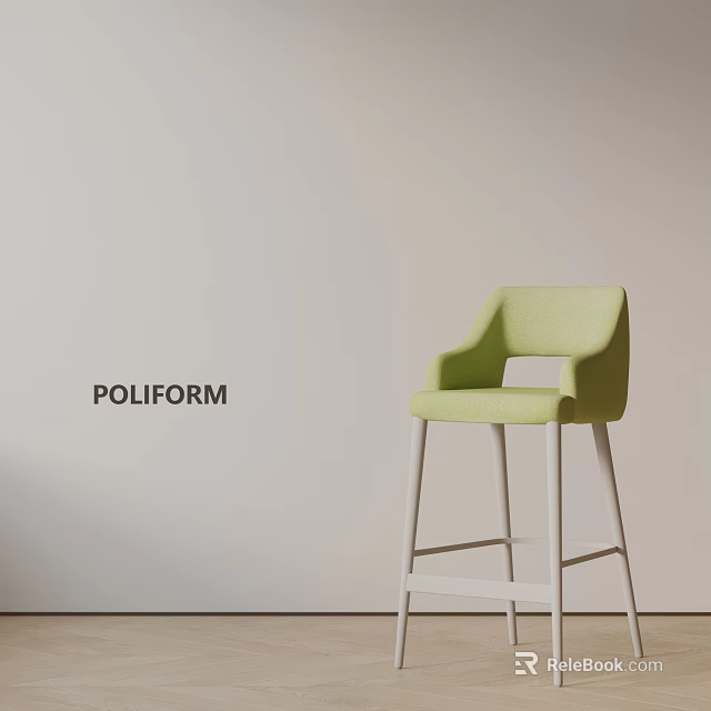 Light Green Bar Stool With White Legs Modern Design By POLIFORM 3d model