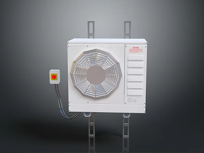 Desktop Computer Cooling System White Enclosure With Grille Design Control Panel And Metal Mounting Brackets 3d model